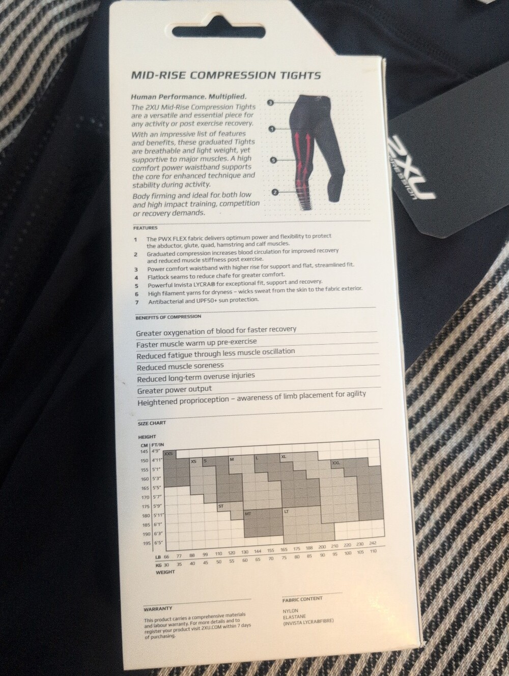 2XU Mid-Rise Compression Tights S Yoga Pants NIB Small Black PWX Fabric New - Picture 9 of 9